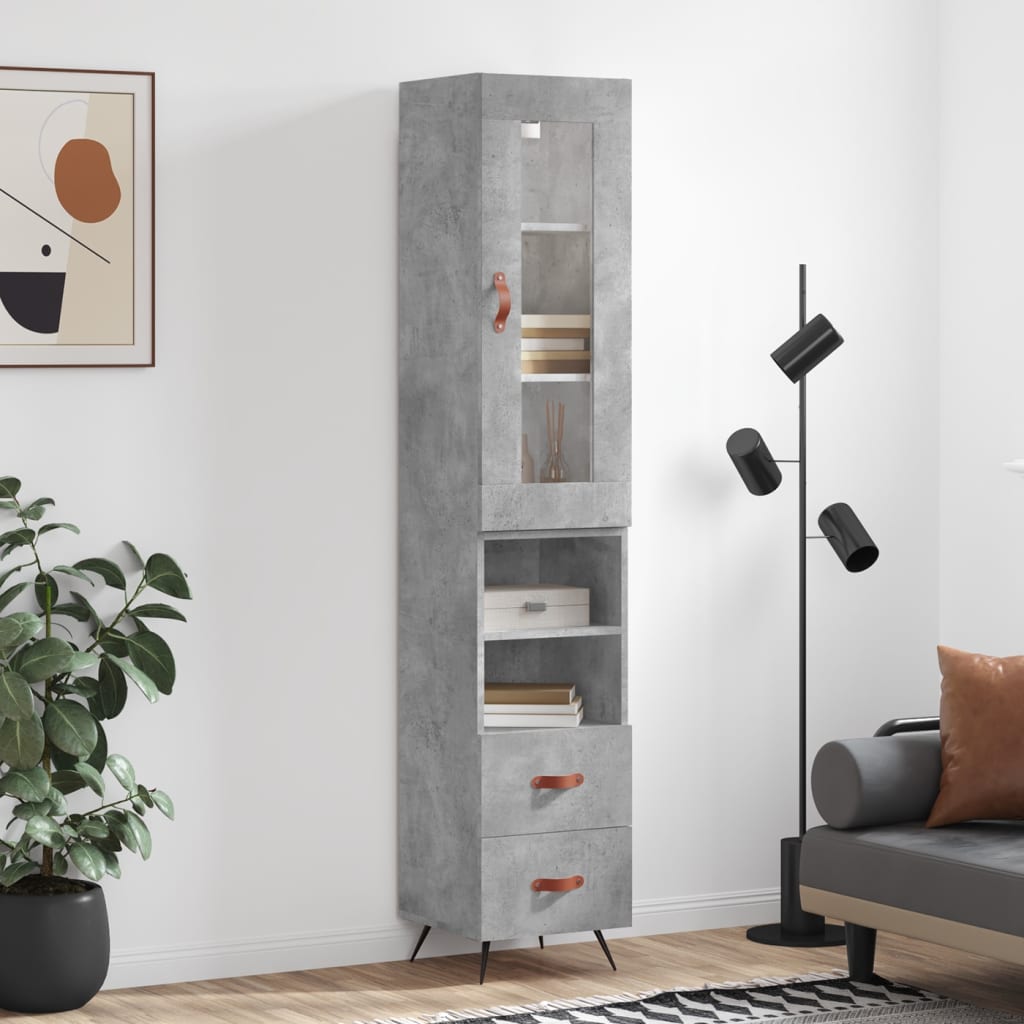 Hoge Kast 34,5X34X180 Cm Bewerkt Hout Eikenkleurig