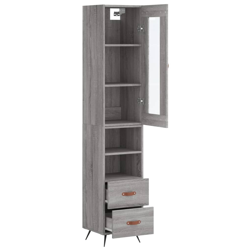 Hoge Kast 34,5X34X180 Cm Bewerkt Hout Eikenkleurig