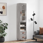 Hoge Kast 34,5X34X180 Cm Bewerkt Hout Eikenkleurig