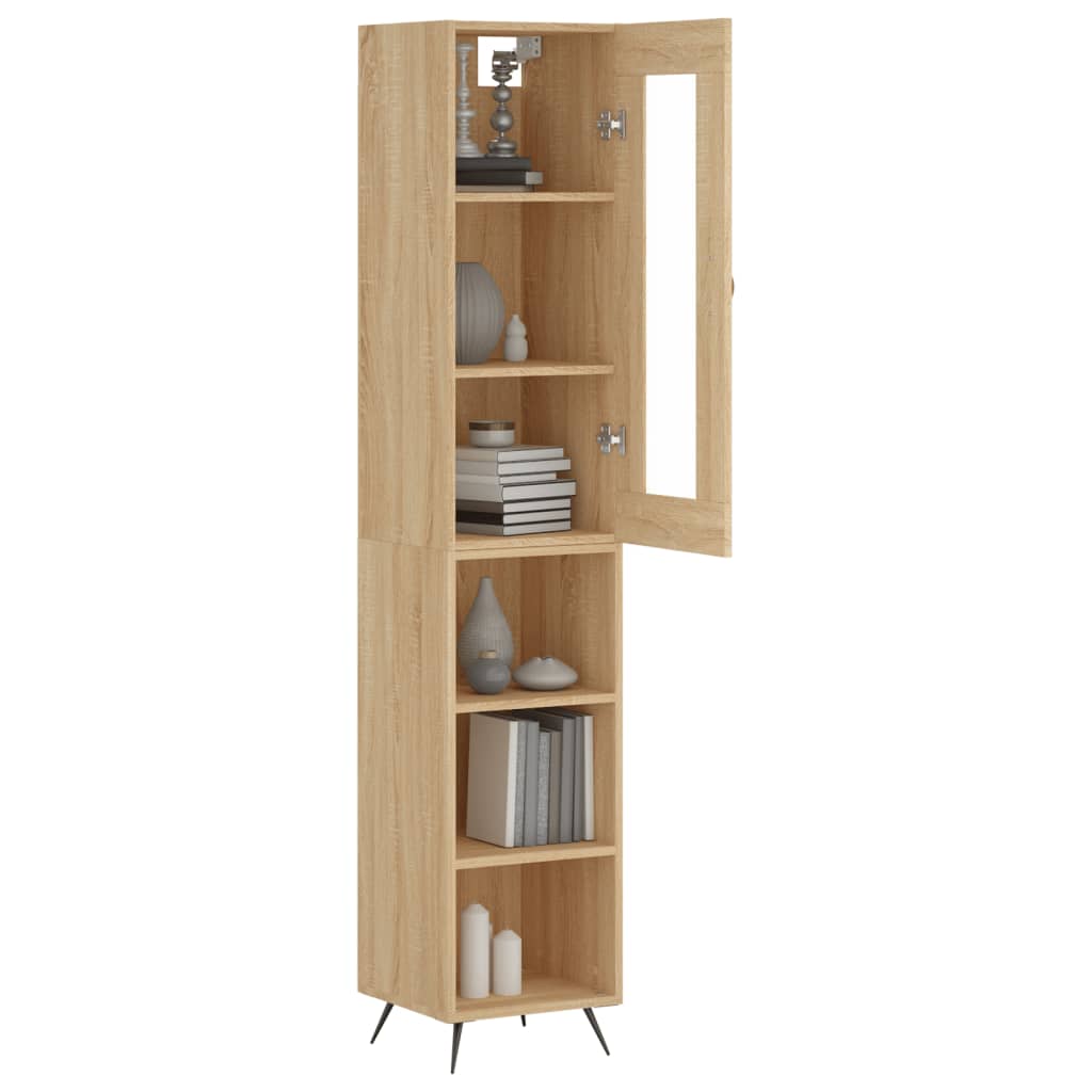Hoge Kast 34,5X34X180 Cm Bewerkt Hout Kleurig