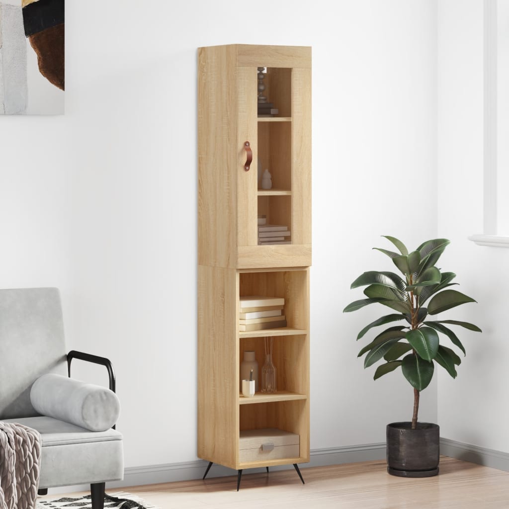 Hoge Kast 34,5X34X180 Cm Bewerkt Hout Kleurig