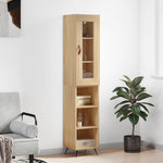 Hoge Kast 34,5X34X180 Cm Bewerkt Hout Kleurig
