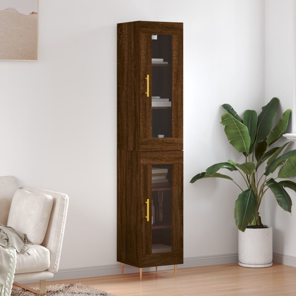 Hoge Kast 34,5X34X180 Cm Bewerkt Hout Kleurig
