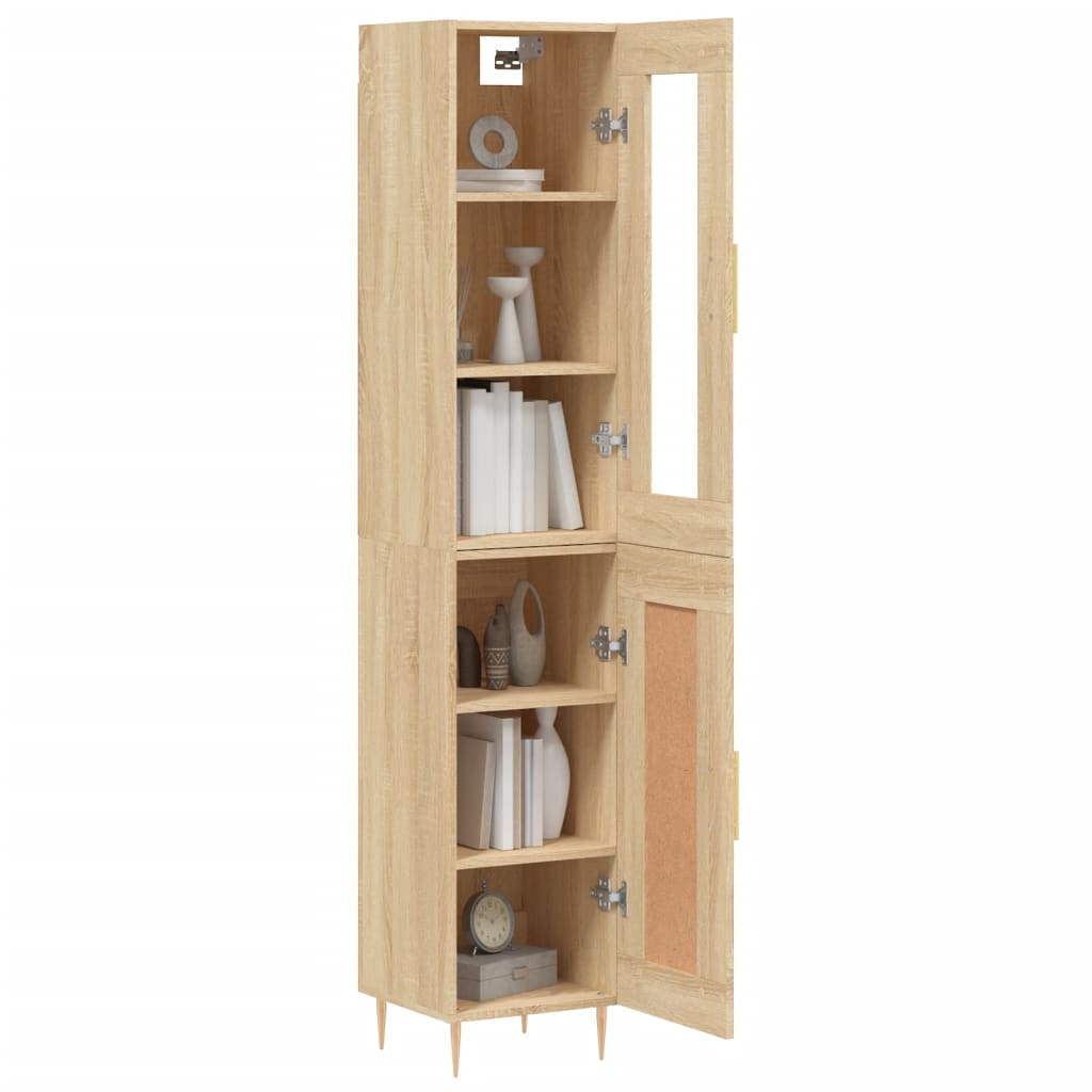 Hoge Kast 34,5X34X180 Cm Bewerkt Hout Kleurig
