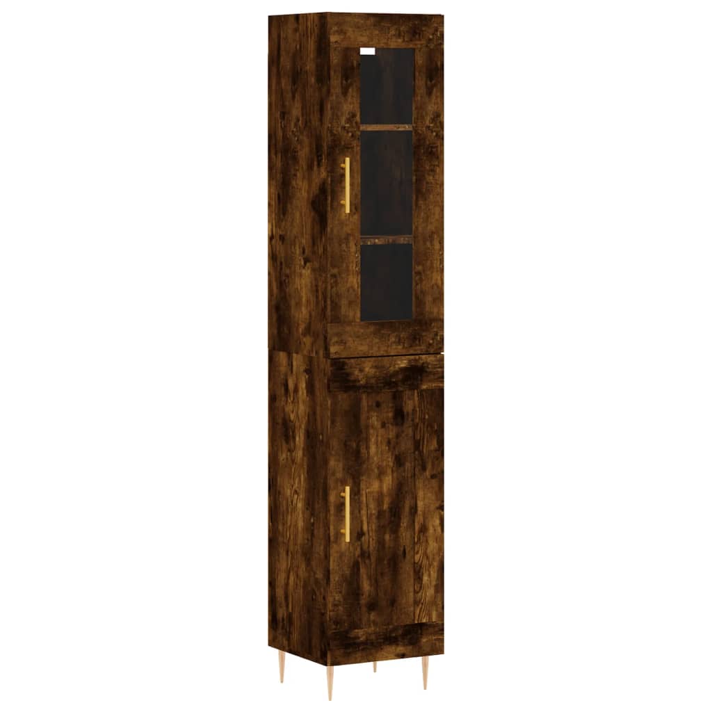 Hoge Kast 34,5X34X180 Cm Bewerkt Hout Kleurig