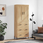Hoge Kast 69,5X34X180 Cm Bewerkt Hout Kleurig
