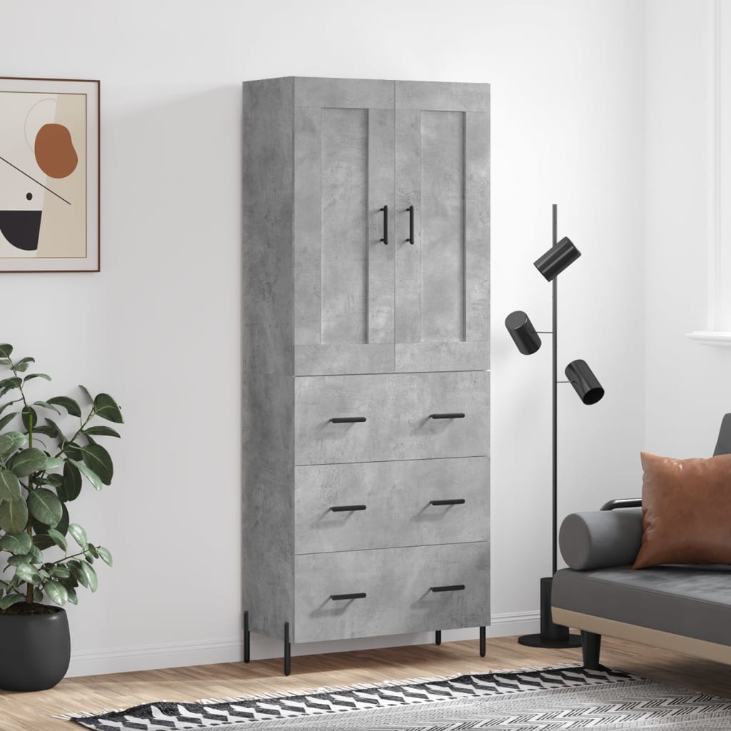 Hoge Kast 69,5X34X180 Cm Bewerkt Hout Kleurig