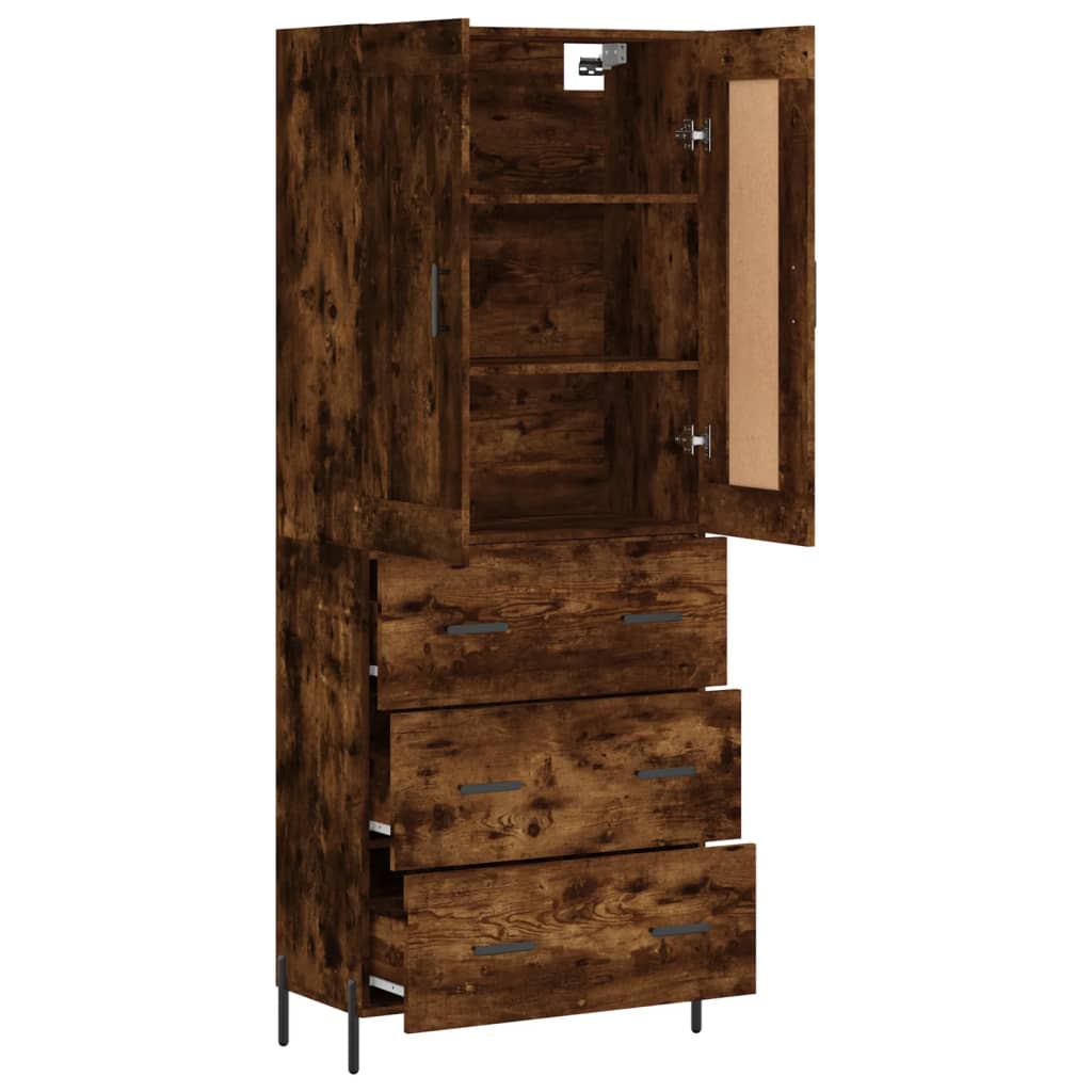 Hoge Kast 69,5X34X180 Cm Bewerkt Hout Kleurig