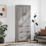 Hoge Kast 69,5X34X180 Cm Bewerkt Hout Kleurig