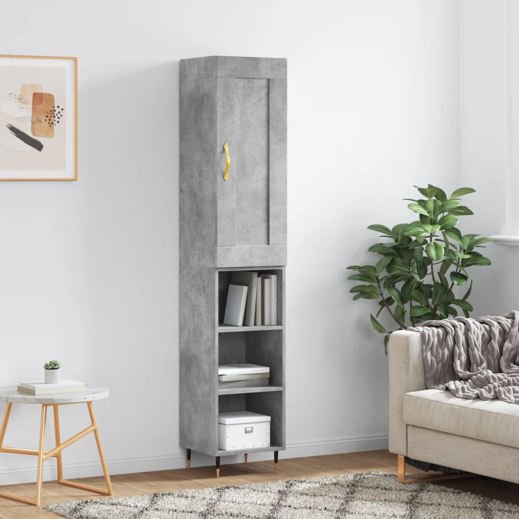 Hoge Kast 34,5X34X180 Cm Bewerkt Hout Eikenkleurig