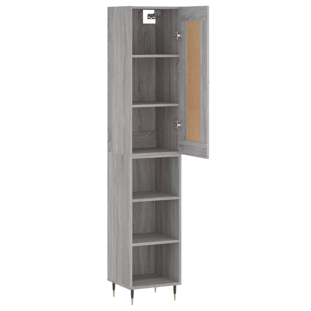Hoge Kast 34,5X34X180 Cm Bewerkt Hout Eikenkleurig