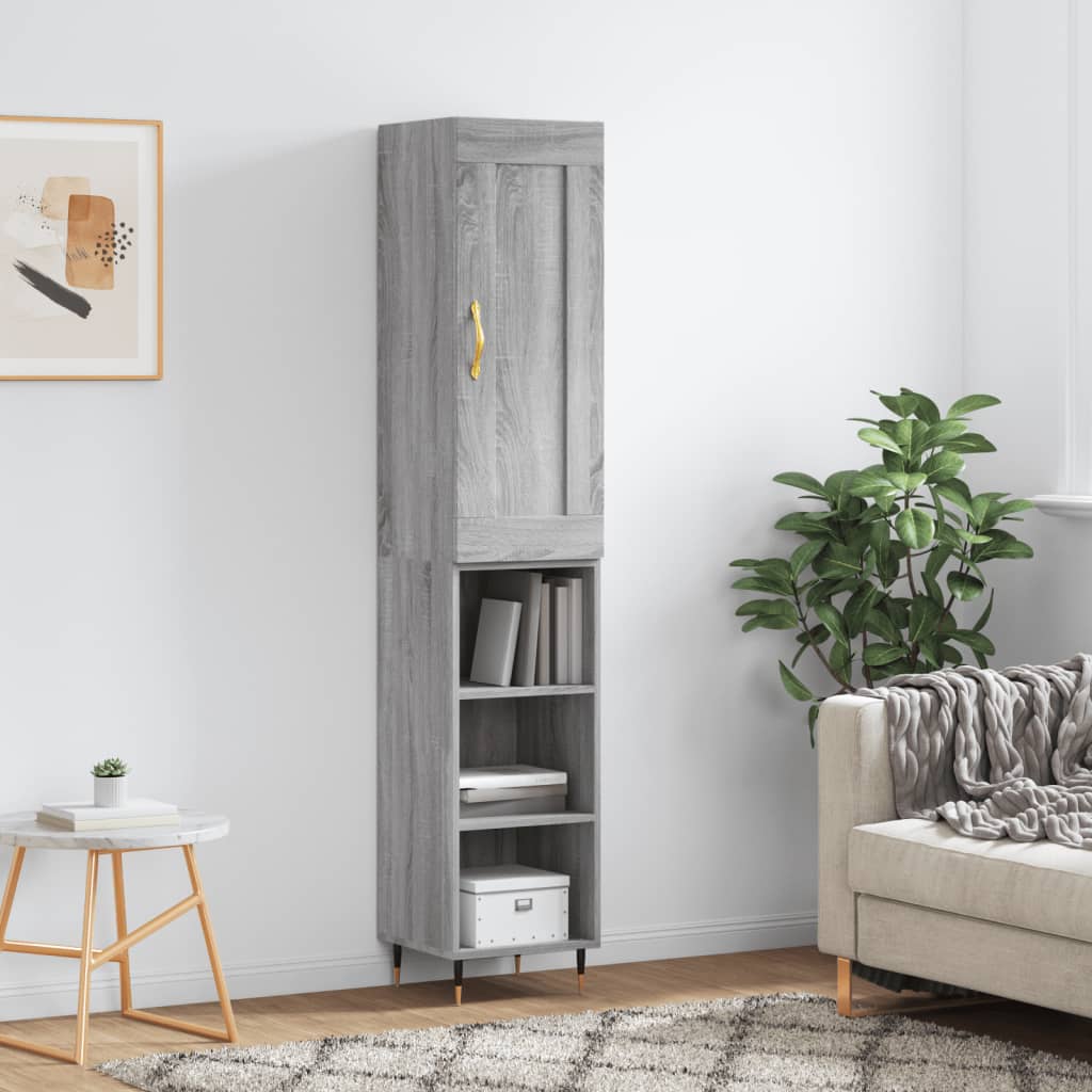 Hoge Kast 34,5X34X180 Cm Bewerkt Hout Eikenkleurig