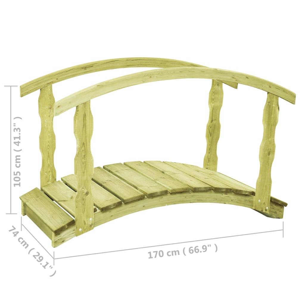 B-Stock Tuinbrug 170X74X105 Cm Geïmpregneerd Massief Grenenhout