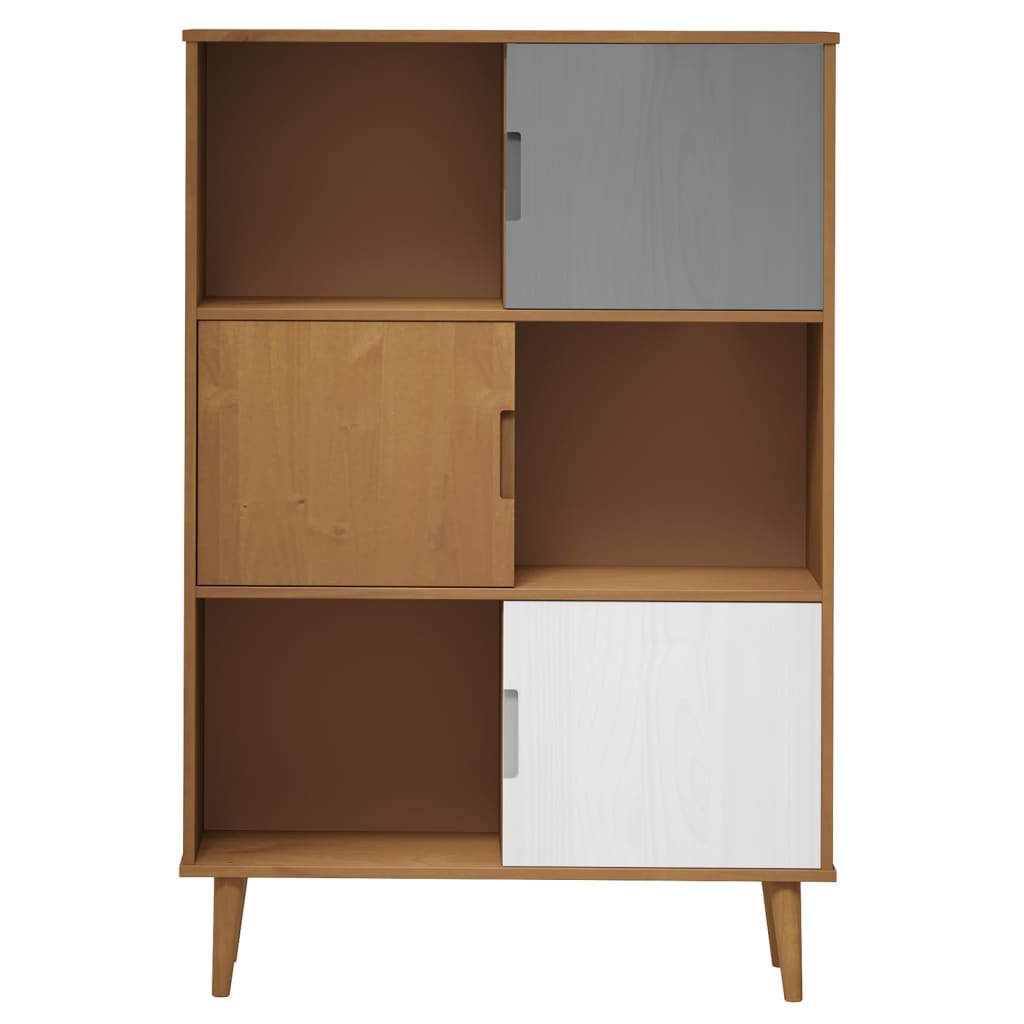 Boekenkast Molde 90X35X133,5 Cm Massief Grenenhout