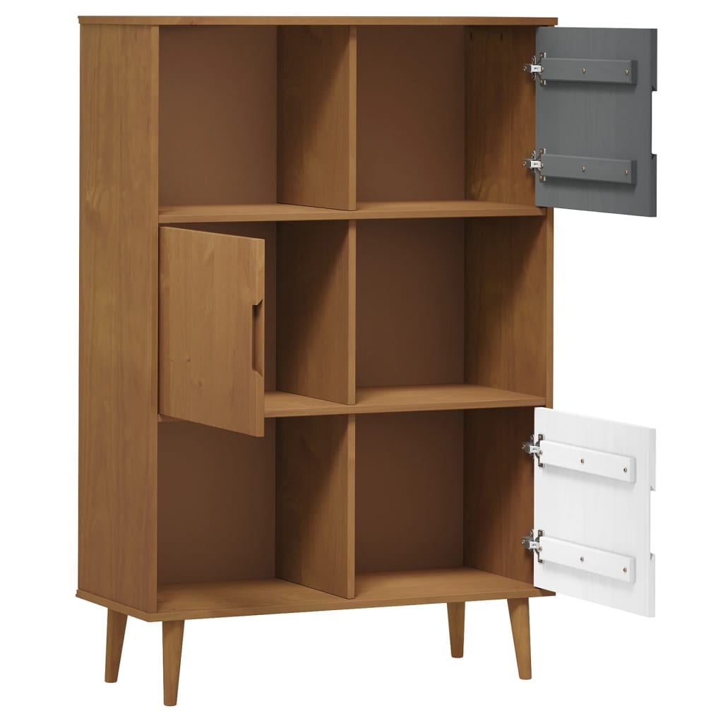 Boekenkast Molde 90X35X133,5 Cm Massief Grenenhout