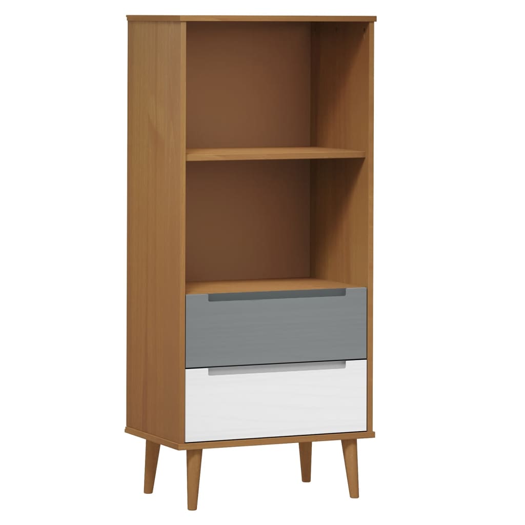 Boekenkast Molde 60X35X133,5 Cm Massief Grenenhout