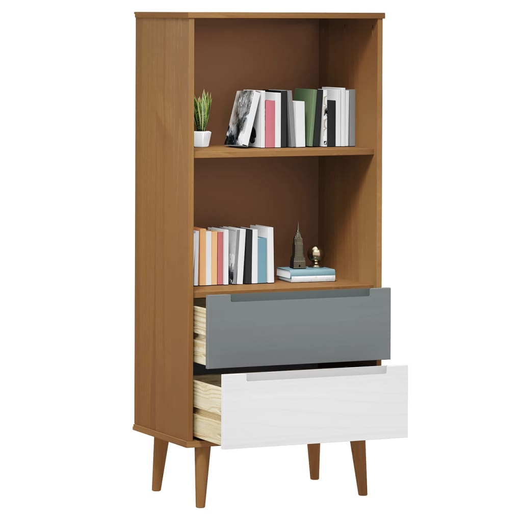 Boekenkast Molde 60X35X133,5 Cm Massief Grenenhout