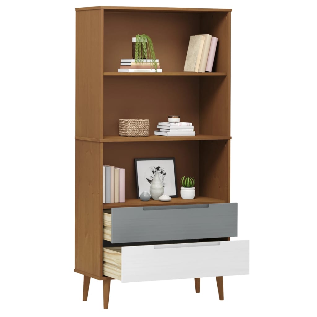 Boekenkast Molde 85X35X170,5 Cm Massief Grenenhout