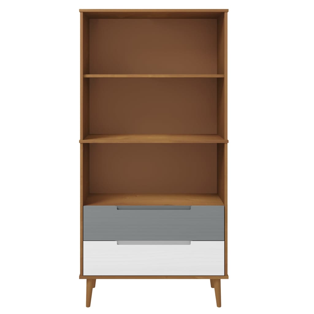 Boekenkast Molde 85X35X170,5 Cm Massief Grenenhout