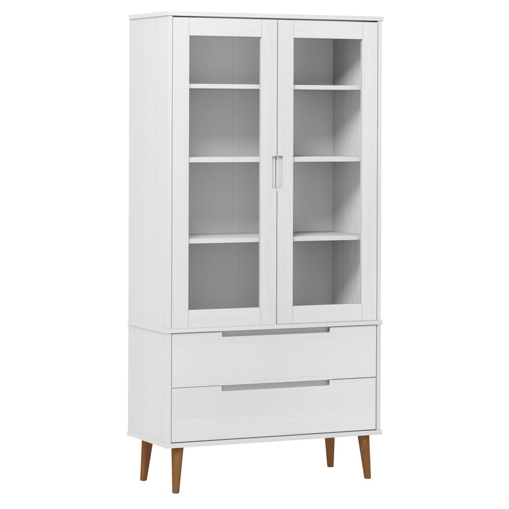 Vitrinekast Molde 90X35X175 Cm Massief Grenenhout