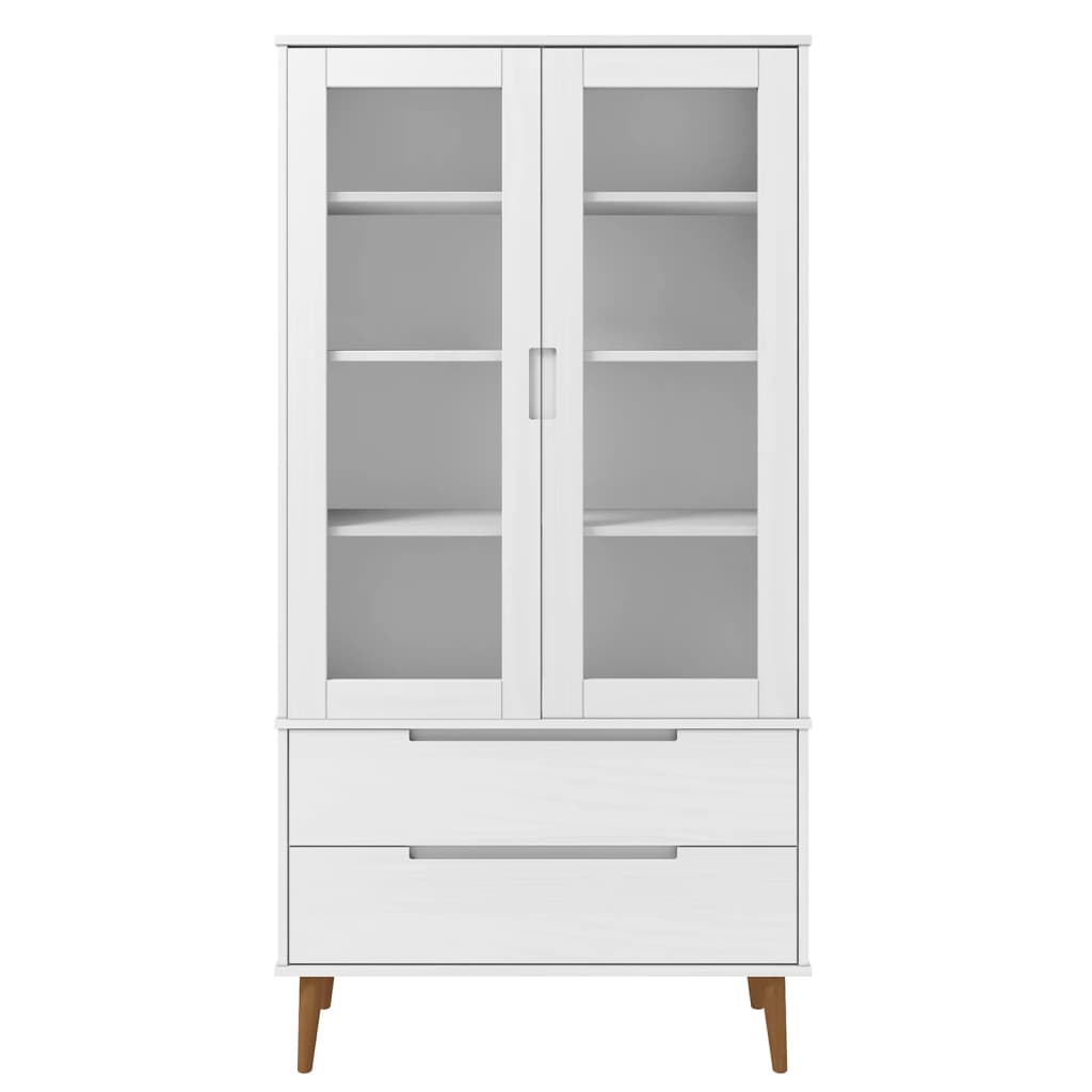 Vitrinekast Molde 90X35X175 Cm Massief Grenenhout