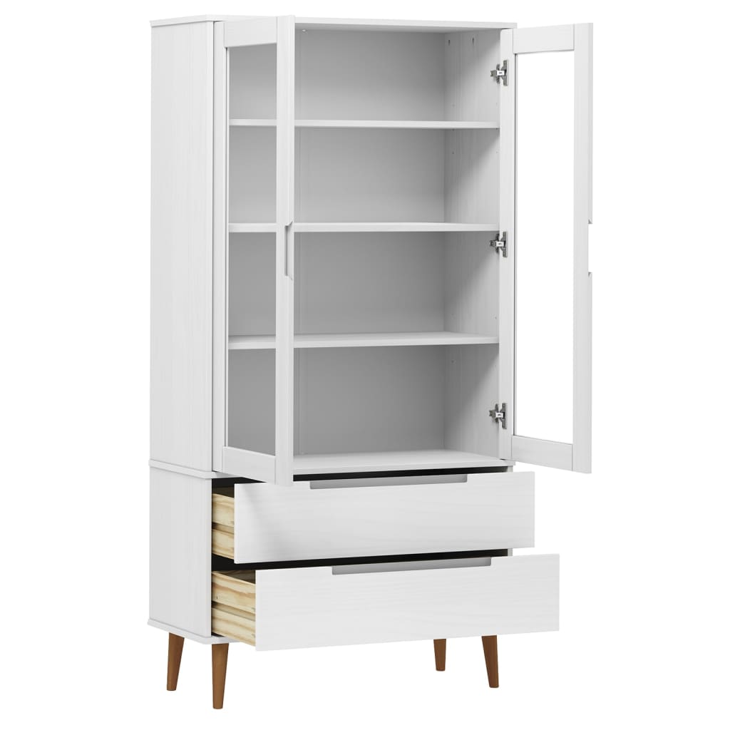 Vitrinekast Molde 90X35X175 Cm Massief Grenenhout