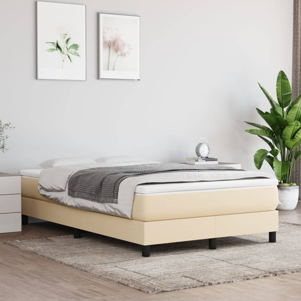 Boxspring Met Matras Stof Kleurig Crème