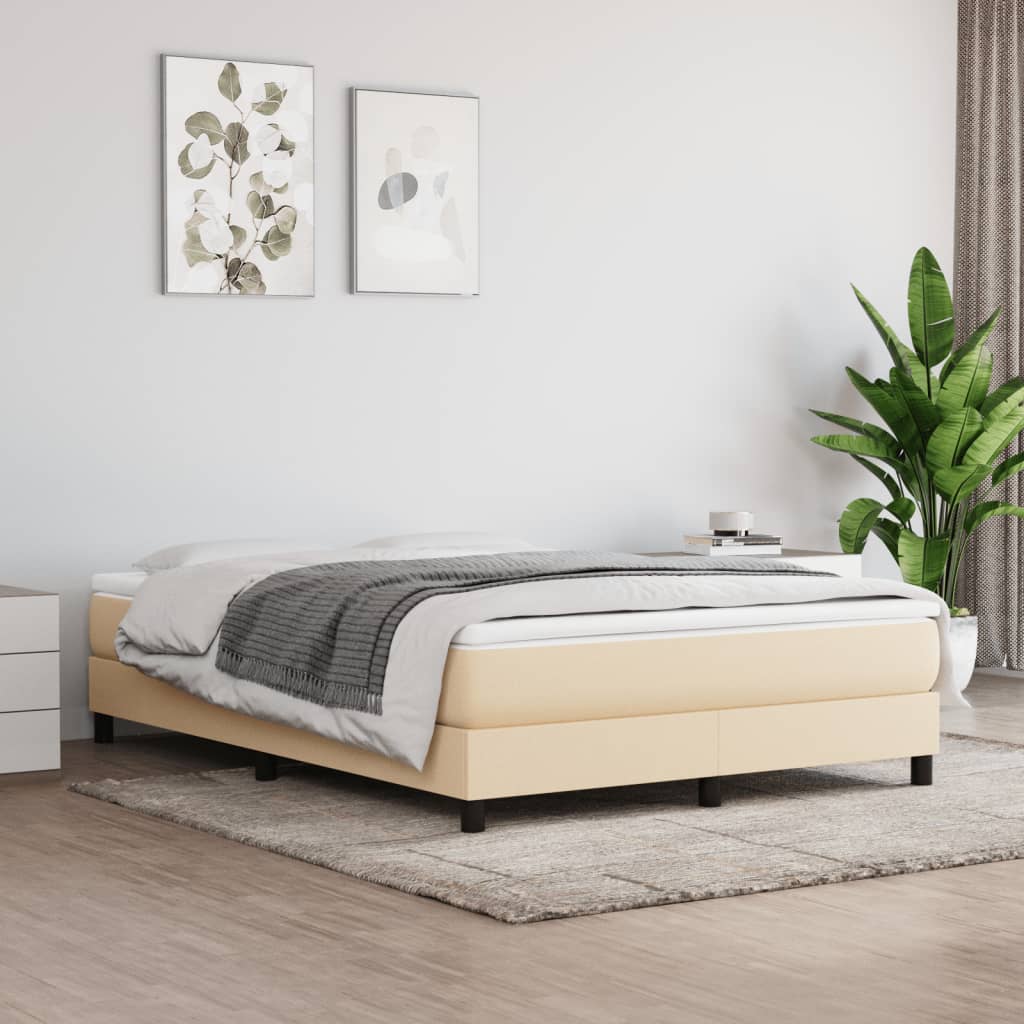 Boxspring Met Matras Stof Kleurig Crème
