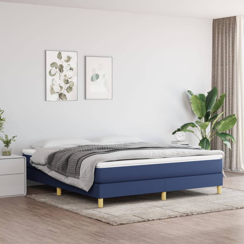 Boxspring Met Matras Stof Blauw