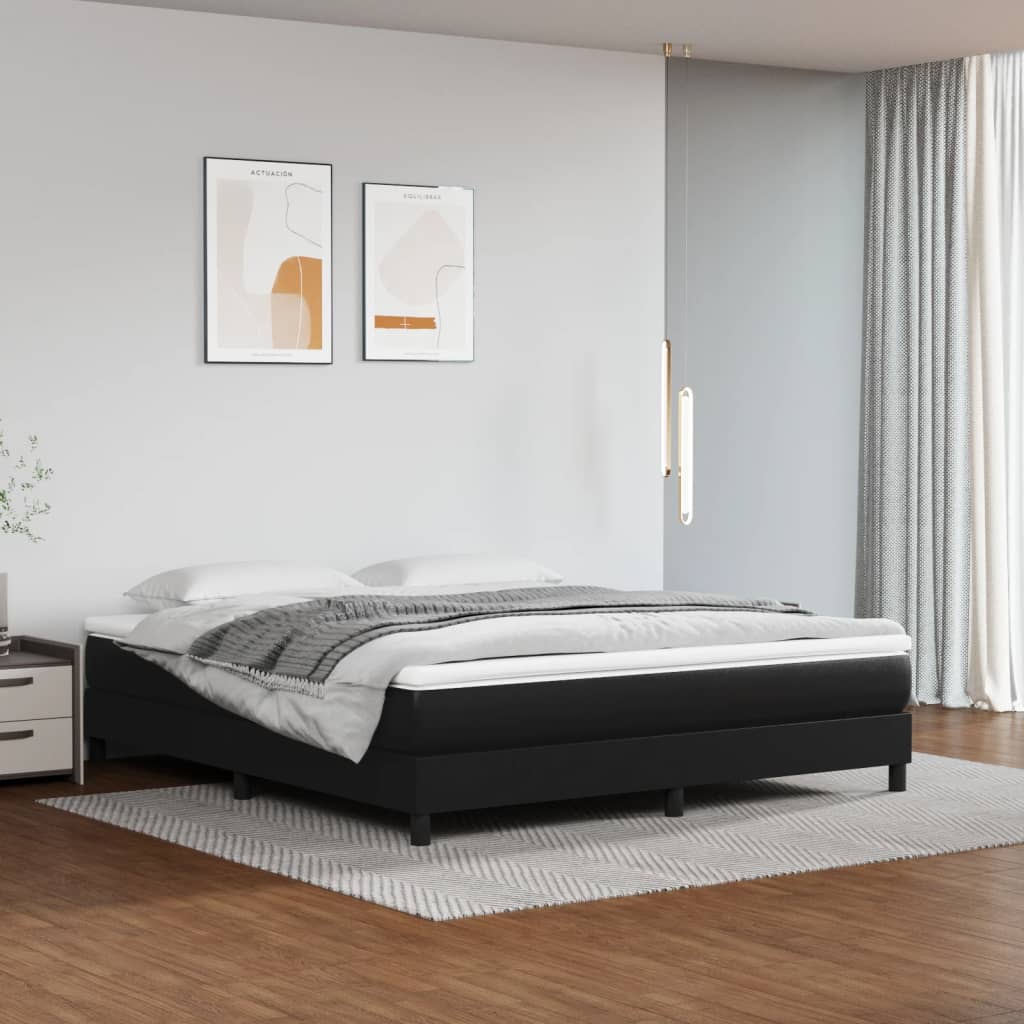 Boxspring Met Matras Kunstleer Zwart