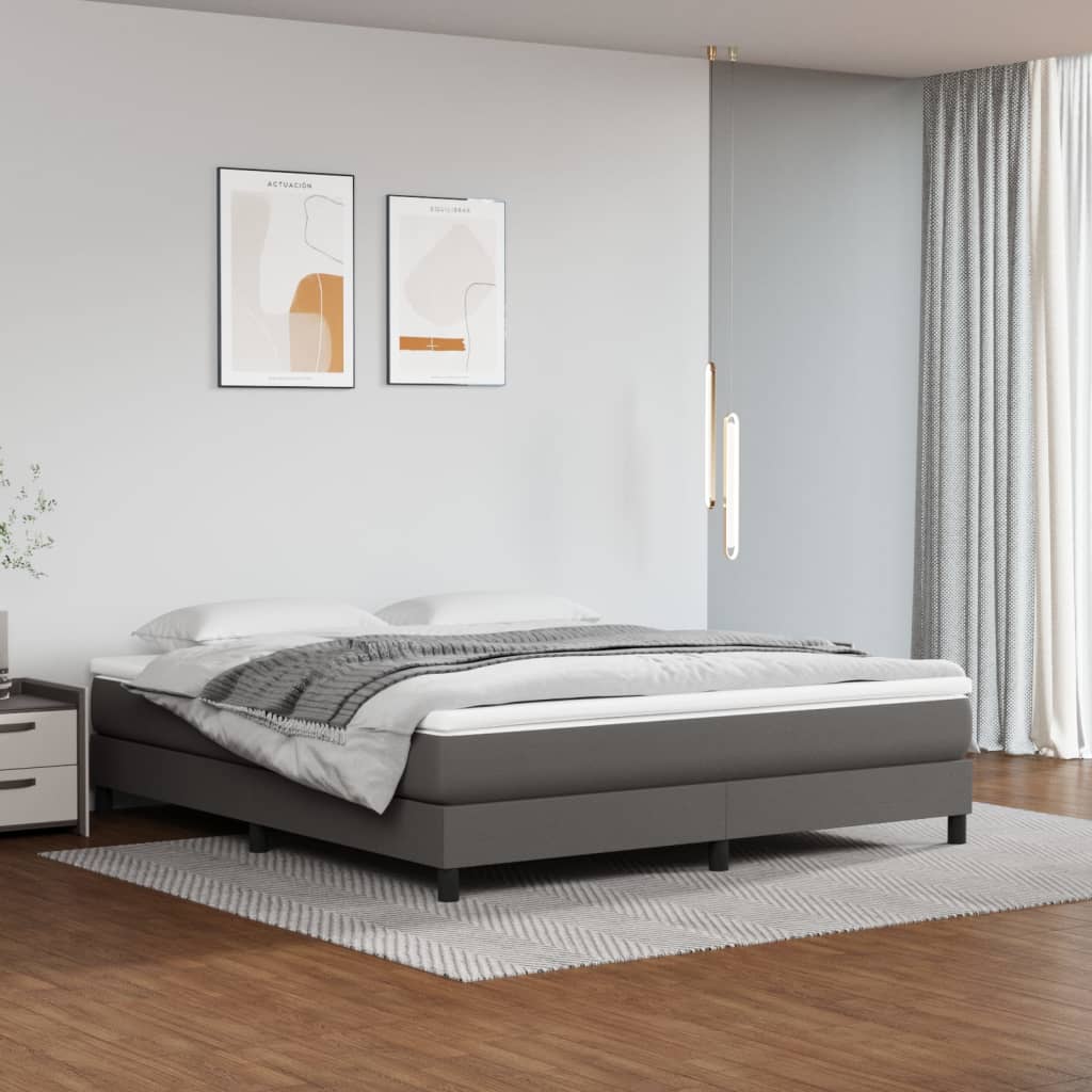 Boxspring Met Matras Kunstleer Grijs