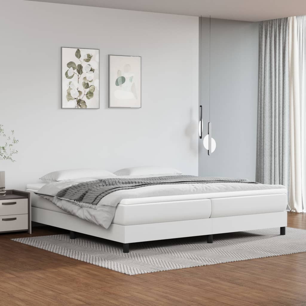 Boxspring Met Matras Kunstleer Wit