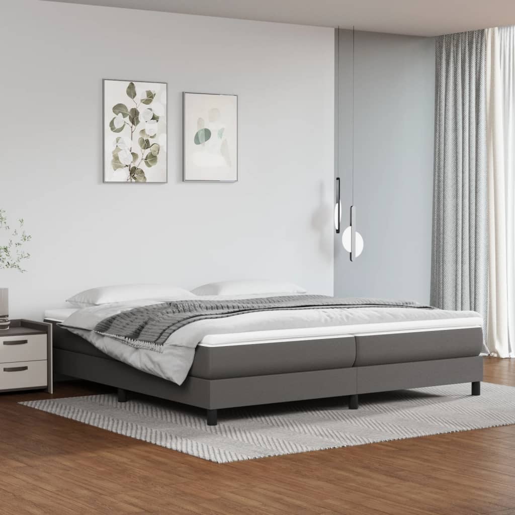 Boxspring Met Matras Kunstleer Grijs