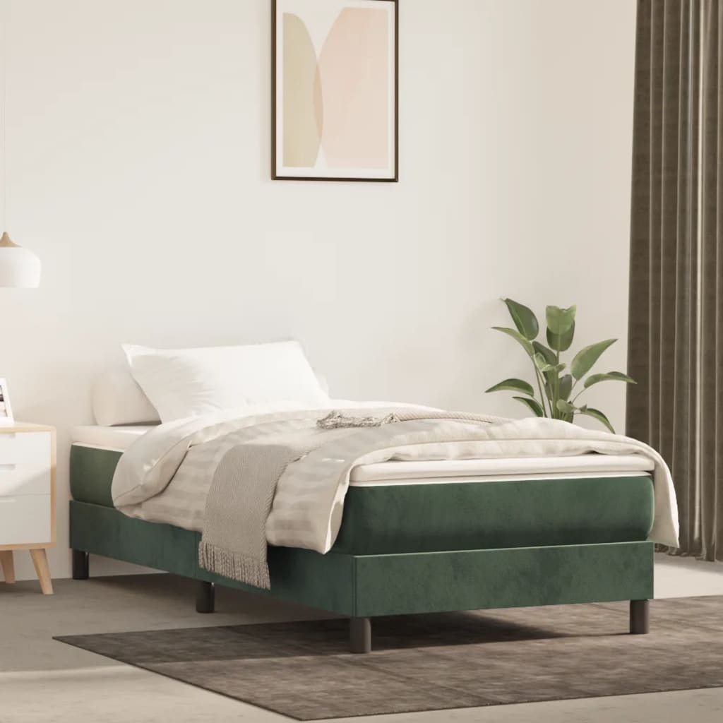 Boxspring Met Matras Fluweel Donkergroen