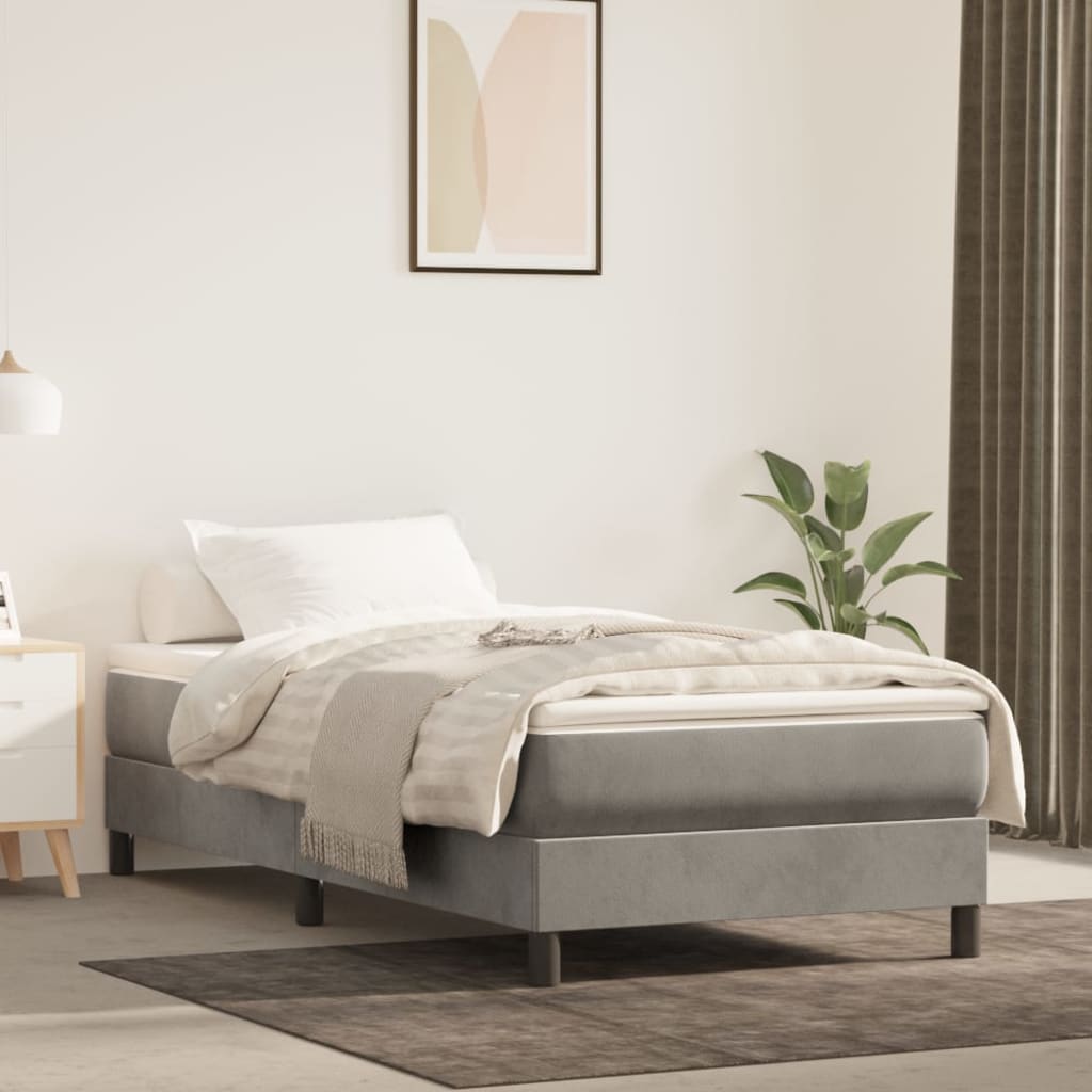 Boxspring Met Matras Fluweel Lichtgrijs