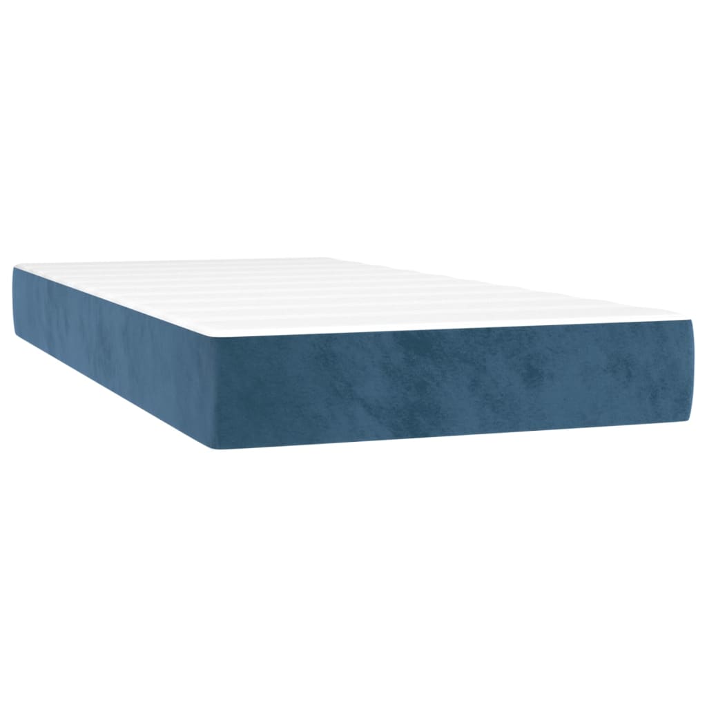 Boxspring Met Matras Fluweel Donkerblauw