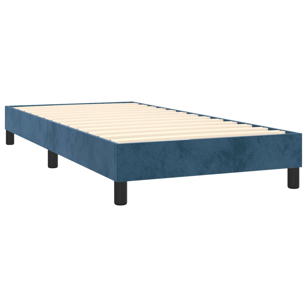 Boxspring Met Matras Fluweel Donkerblauw