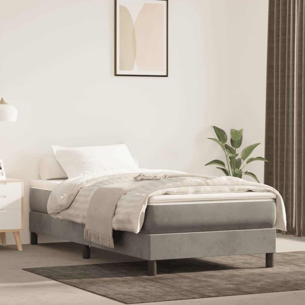 Boxspring Met Matras Fluweel Lichtgrijs