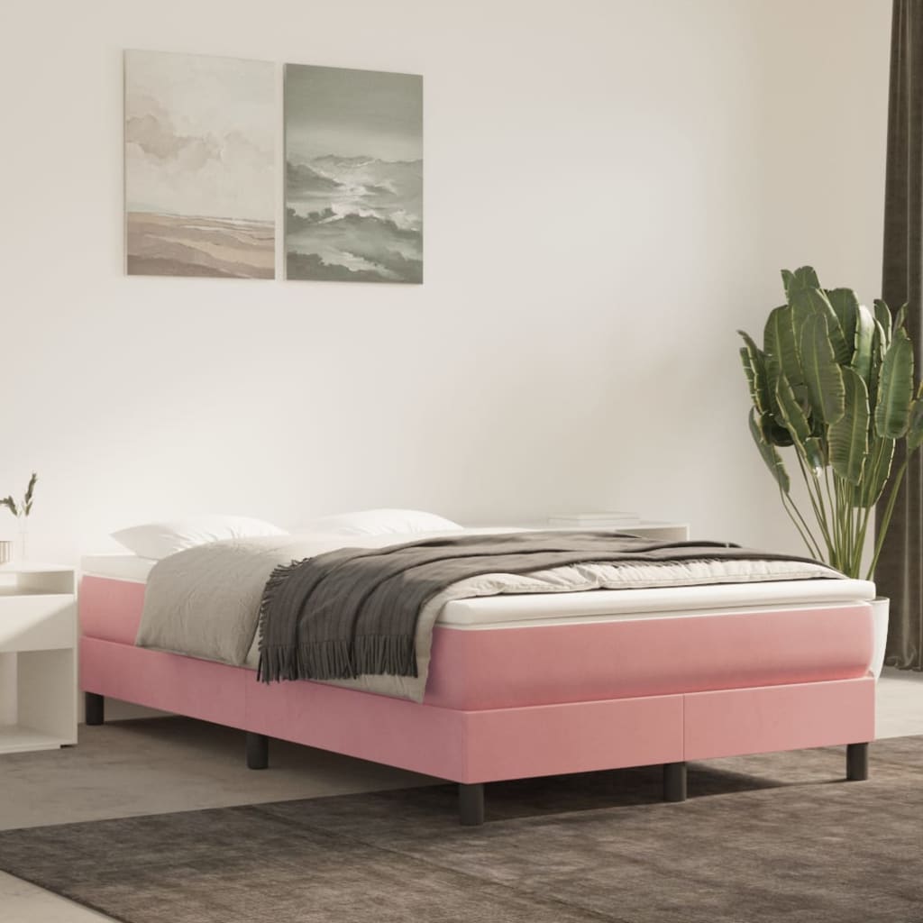 Boxspring Met Matras Fluweel Roze