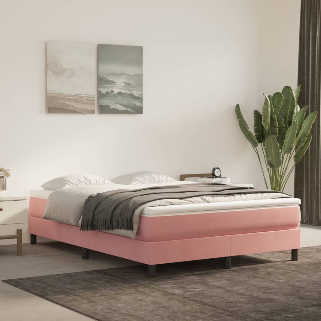 Boxspring Met Matras Fluweel Roze