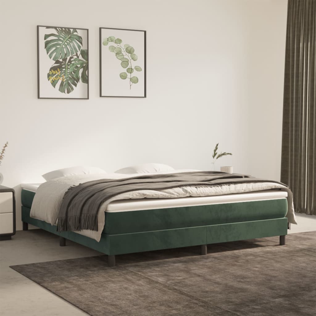 Boxspring Met Matras Fluweel Donkergroen