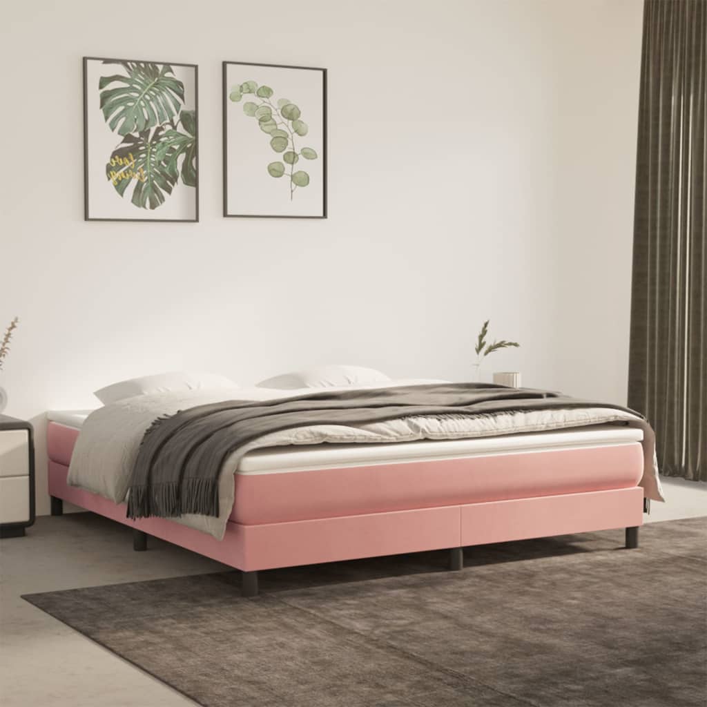 Boxspring Met Matras Fluweel Roze