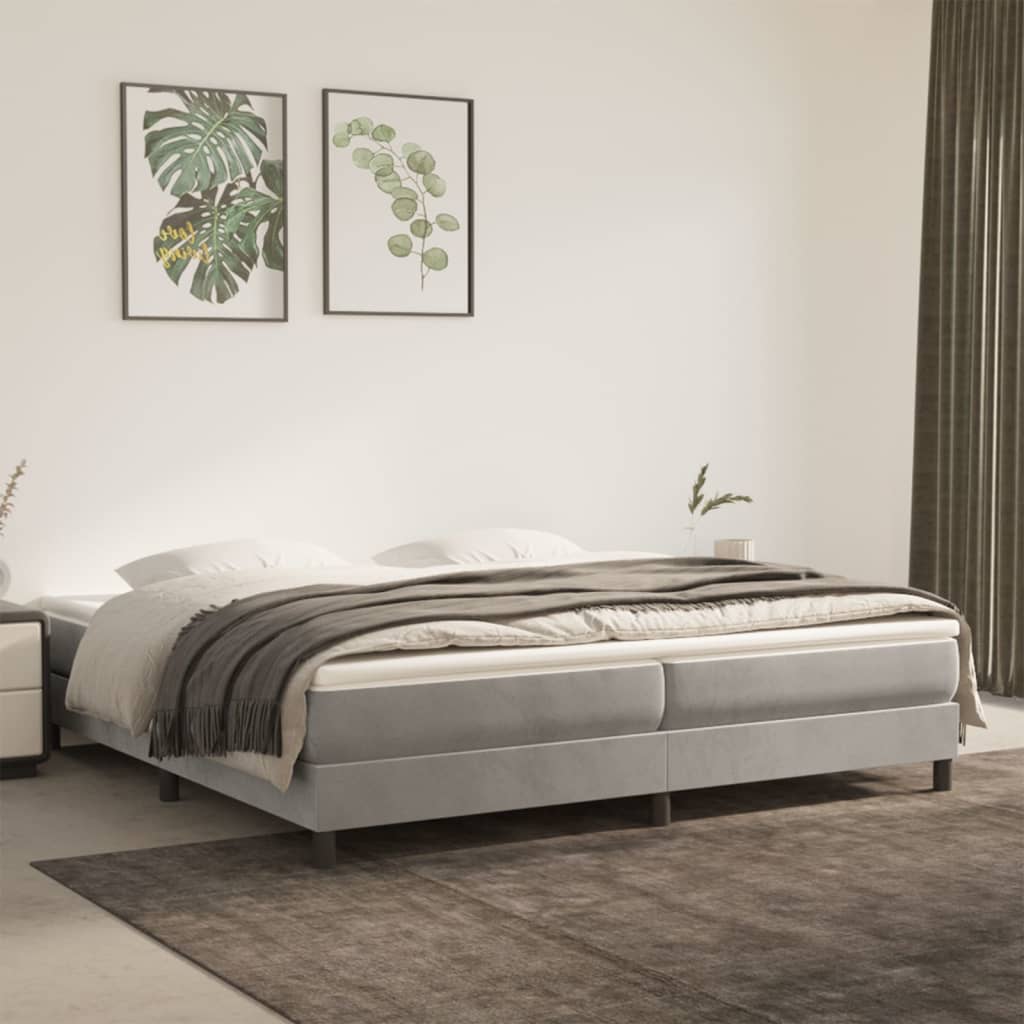 Boxspring Met Matras Fluweel Lichtgrijs