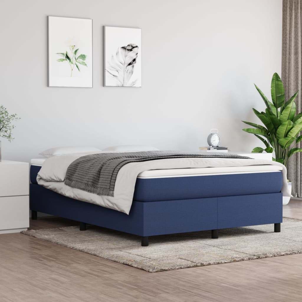 Boxspring Met Matras Stof Blauw