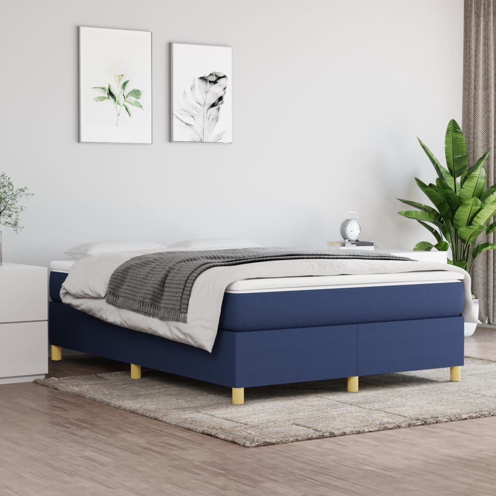 Boxspring Met Matras Stof Blauw