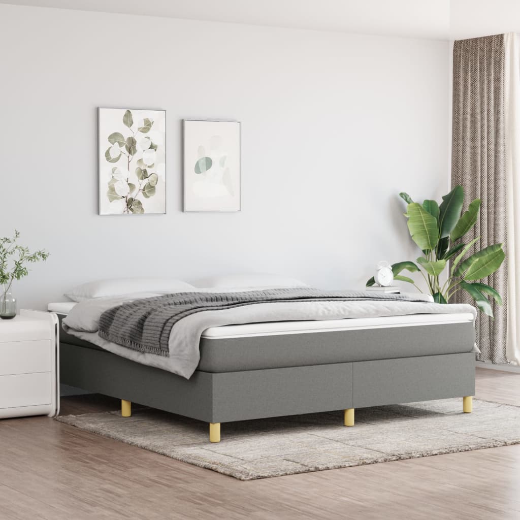 Boxspring Met Matras Stof Donkergrijs