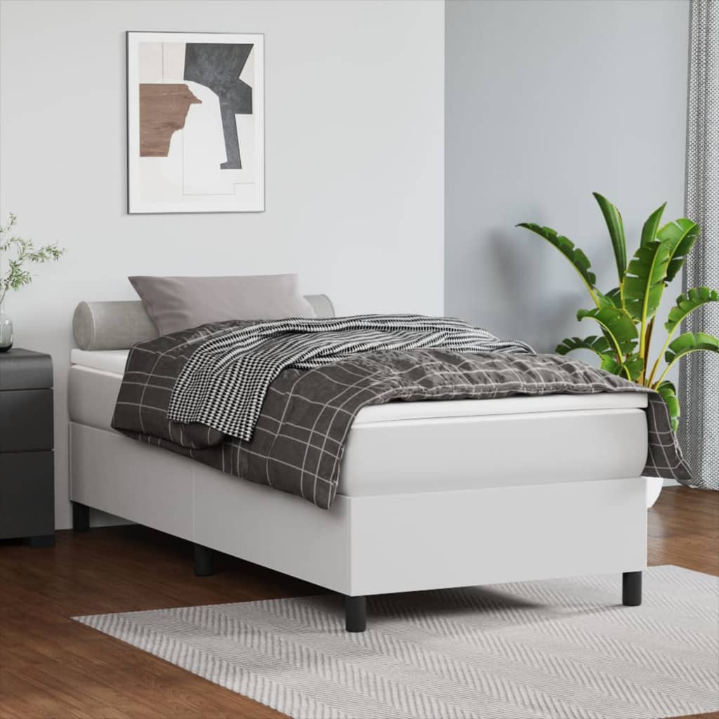 Boxspring Met Matras Kunstleer Wit