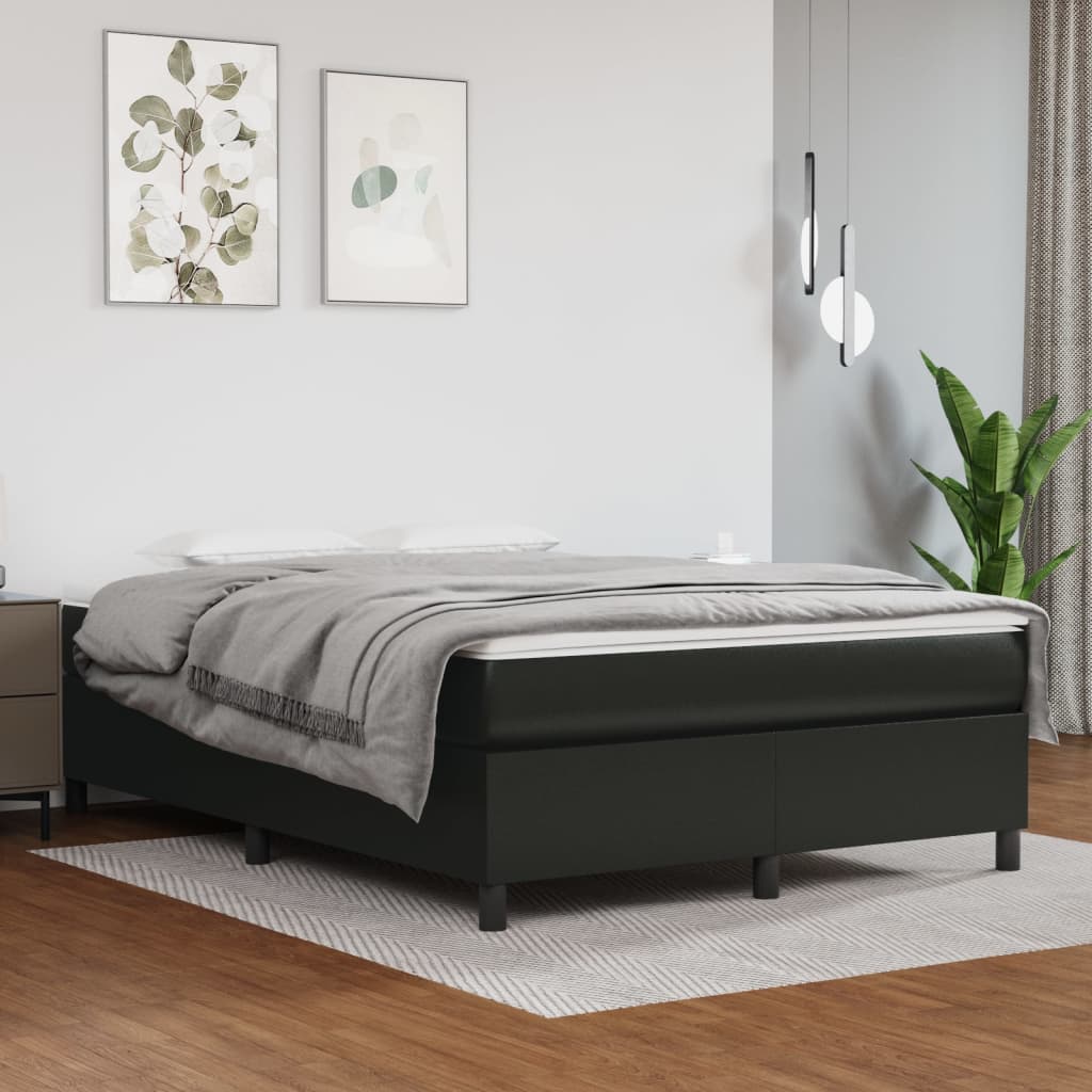 Boxspring Met Matras Kunstleer Zwart