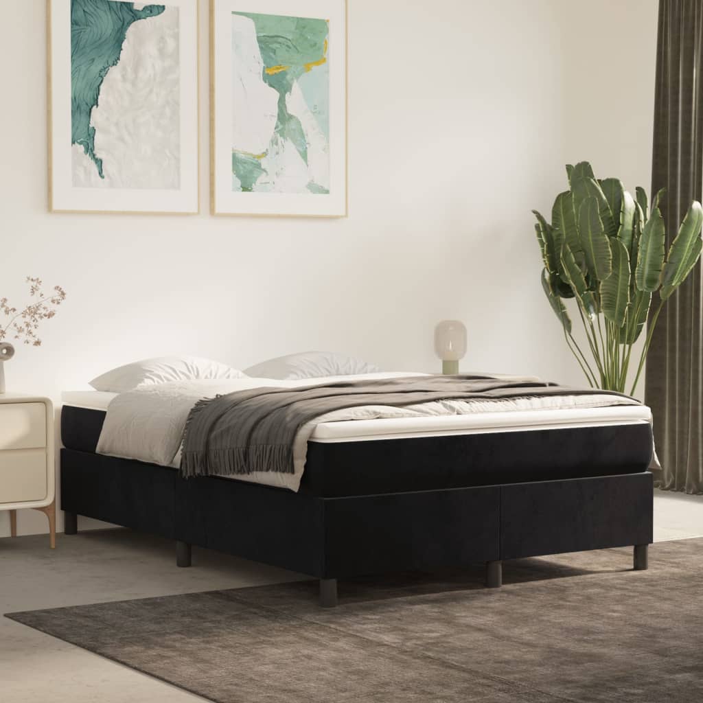 Boxspring Met Matras Fluweel Zwart