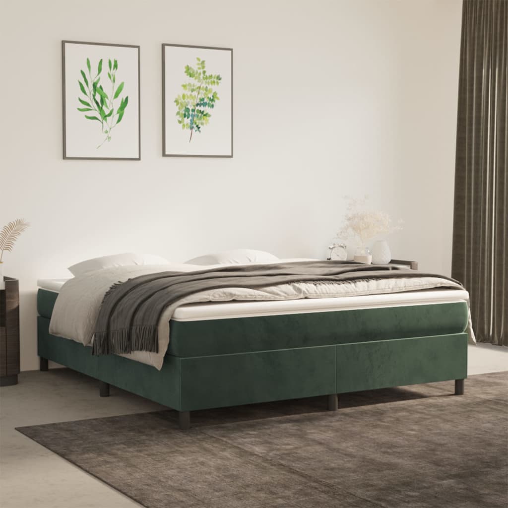 Boxspring Met Matras Fluweel Donkergroen